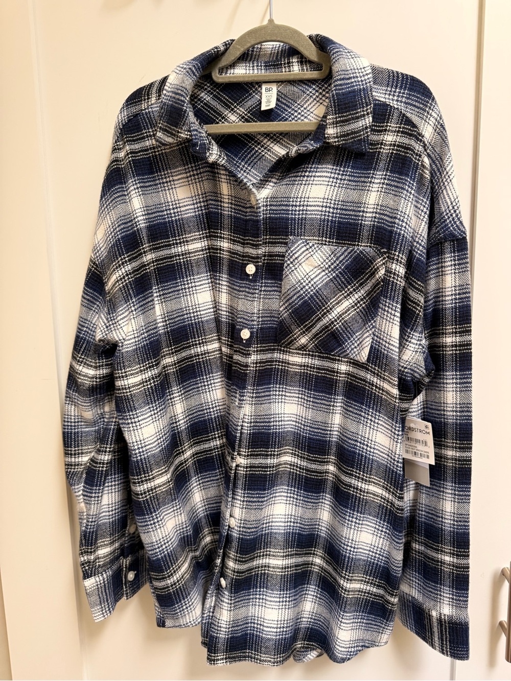 BP Brand Navy and White Plaid Casual Button-Down Shirt